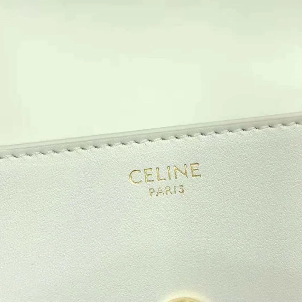 Celine Mini Besace Cuir Triomphe in Smooth Calfskin for Women in White