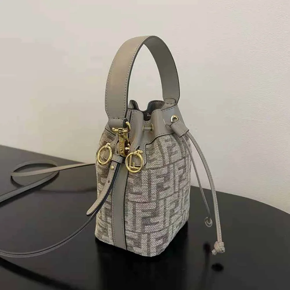 Fendi Mon Tresor Dove Gray Tapestry Fabric Mini for Women in Bag