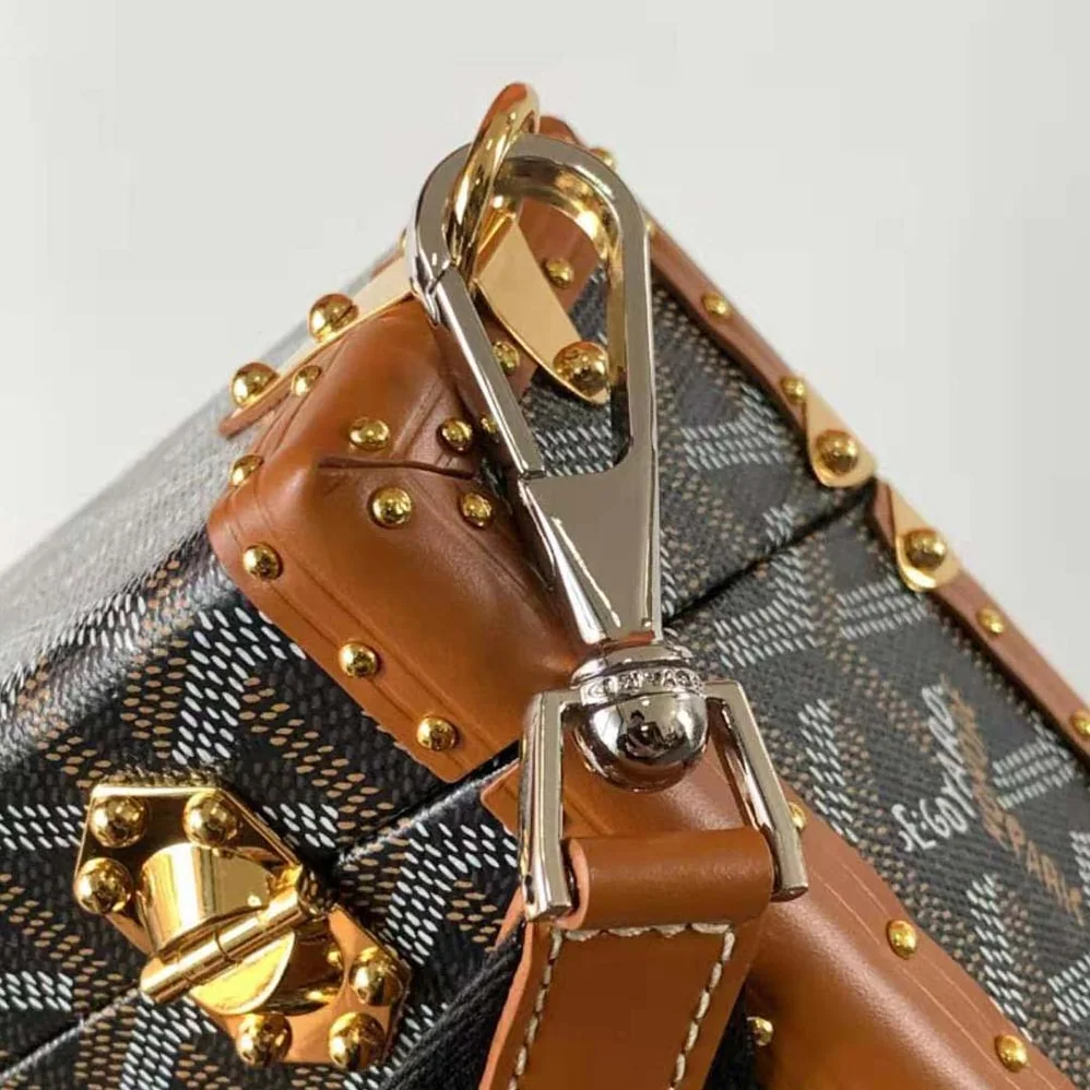 Goyard Cassette Trunk Bag in Goyardine Canvas & Clamecy Cowhide for Women in Brown