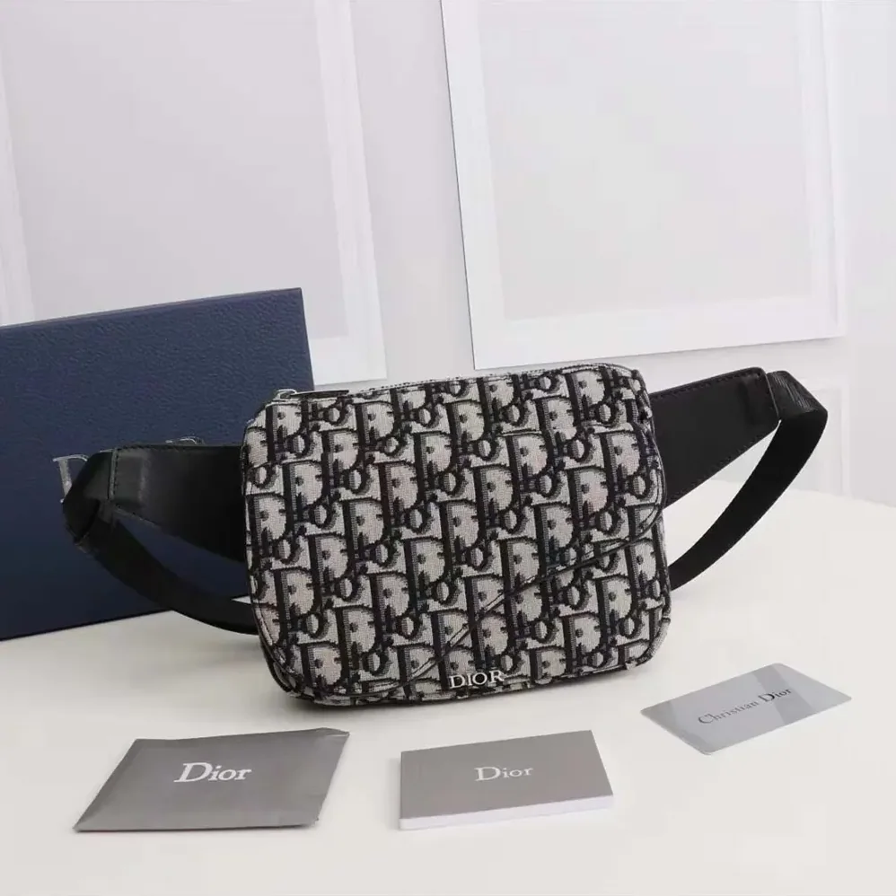 Dior Saddle Belt Bag Beige and Black Dior Oblique Jacquard for Men