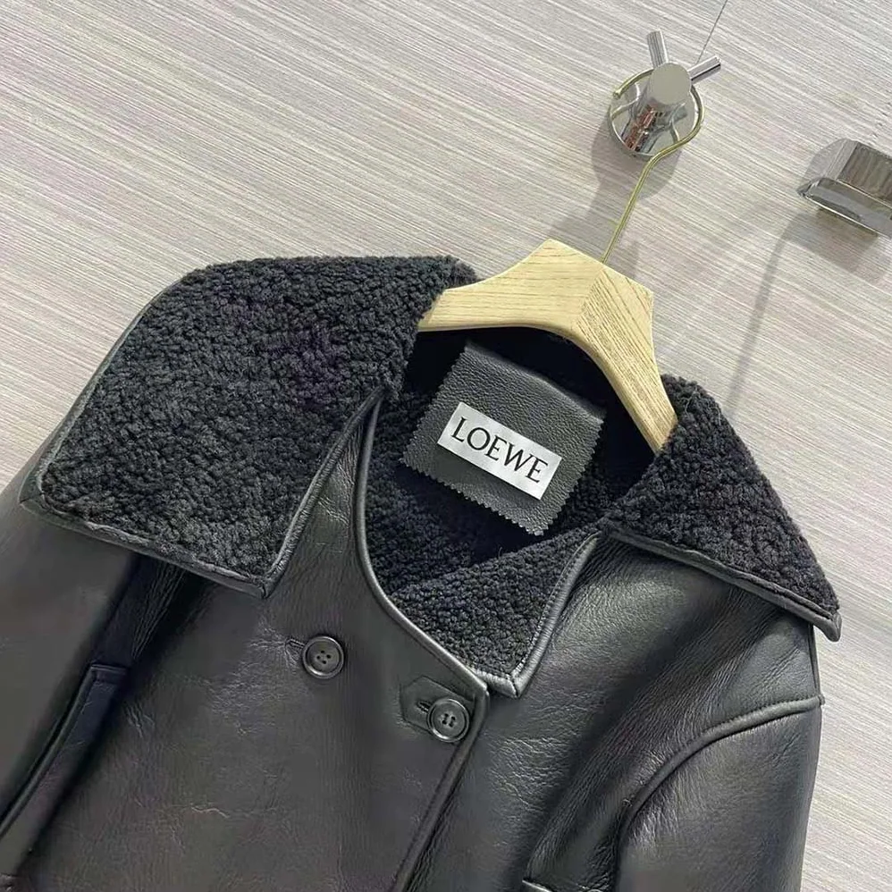 Loewe Deconstructed Jacket in Shearling for Women in Black Loewe Deconstructed Jacket in Shearling for Women in Black