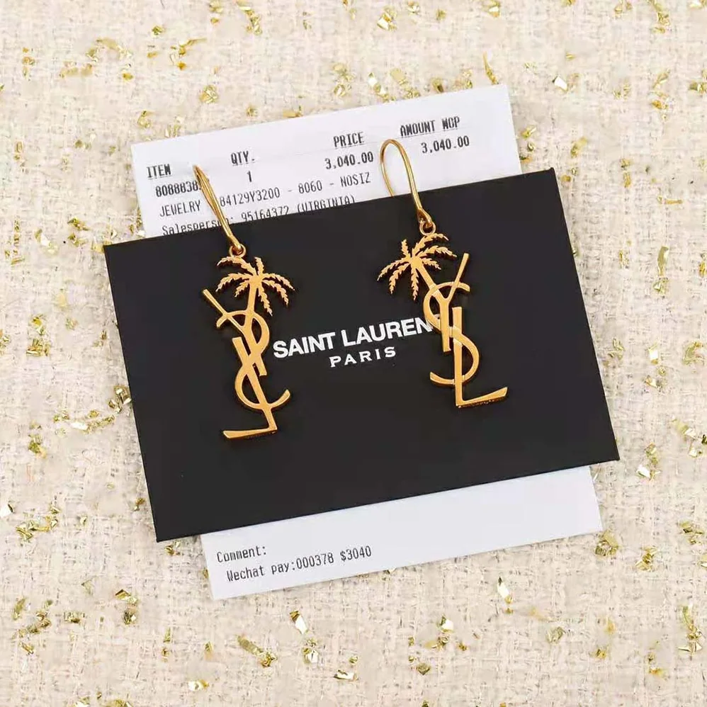 Saint Laurent YSL Monogram Palm Earrings in Metal for Women