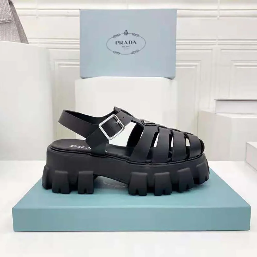 Prada Foam Rubber Sandals in 55 mm Heel Height for Women in Black