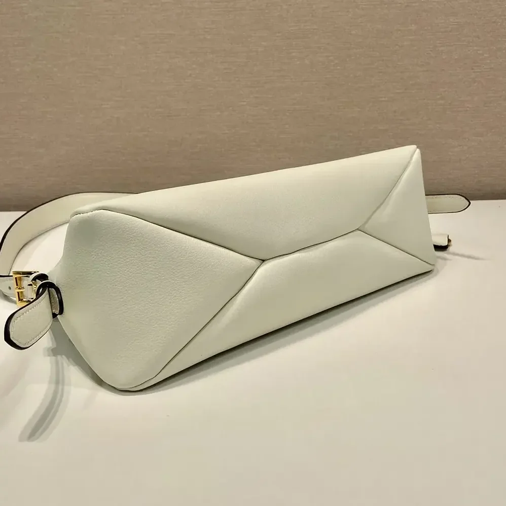 Prada Aimée Medium Leather Shoulder Bag for Women in White Prada Aimée Medium Leather Shoulder Bag for Women in White