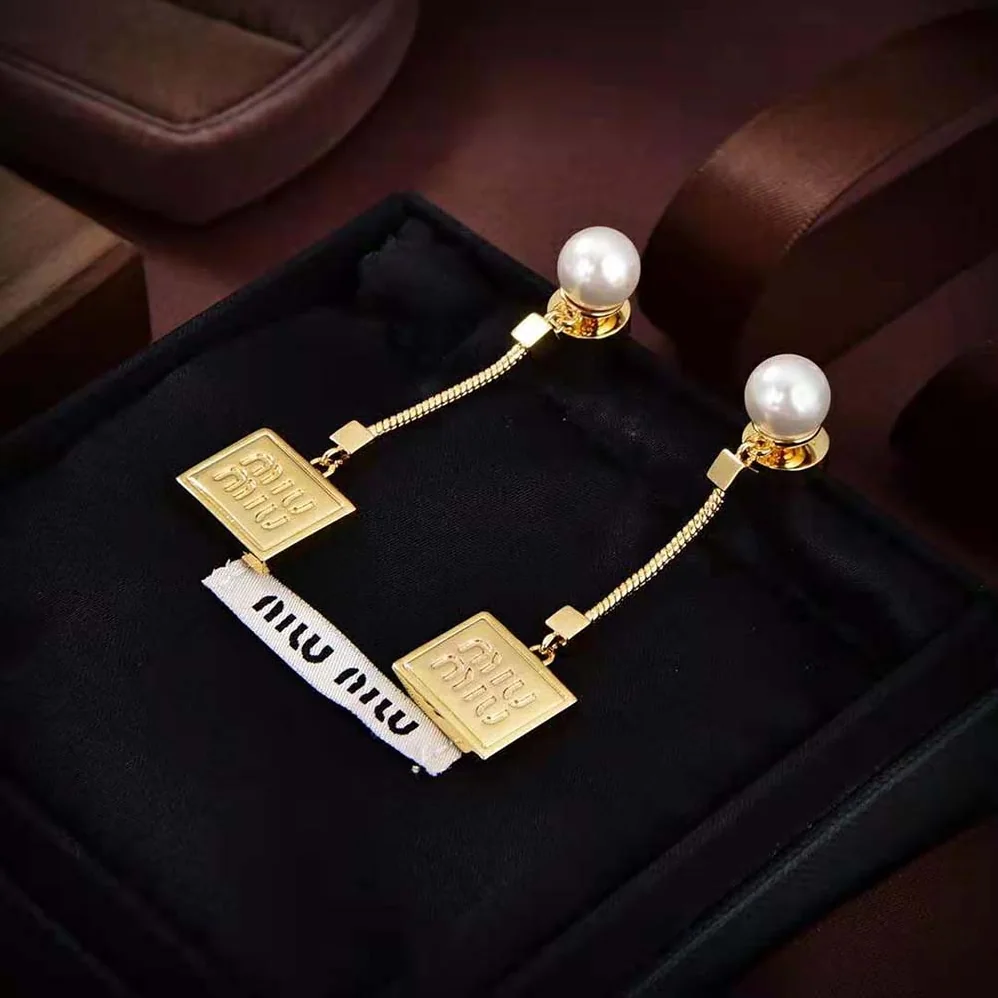 Miu Miu Metal Earrings with Artificial Pearls for Women Miu Miu Metal Earrings with Artificial Pearls for Women