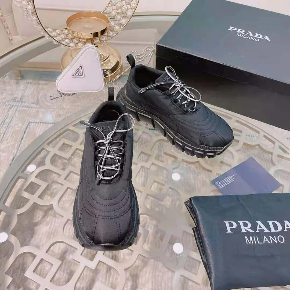 Prada Rush Gabardine Re-Nylon Sneakers for Women in Black Prada Rush Gabardine Re-Nylon Sneakers for Women in Black