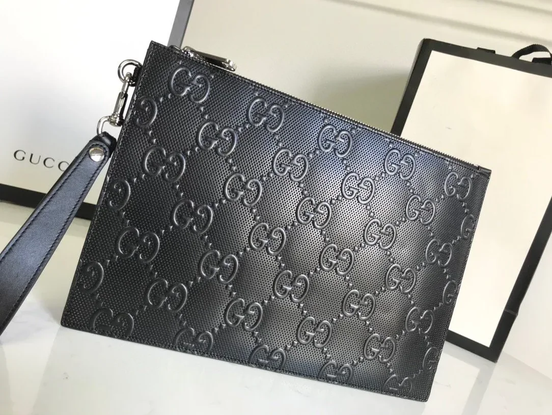 Gucci GG Embossed Pouch Black , Pouch / for Men Gucci GG Embossed Pouch Black , Pouch / for Men
