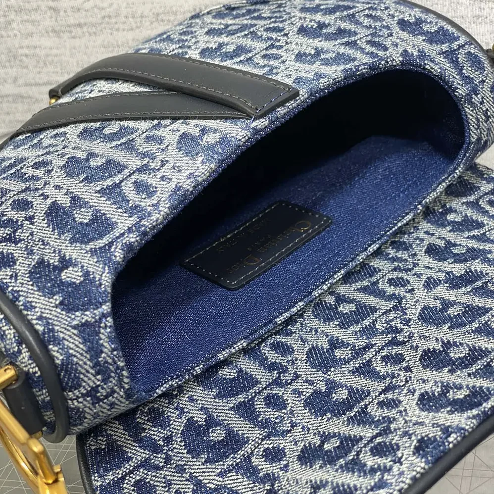 Dior Saddle Bag with Strap Blue Denim Dior Oblique Jacquard for Women
