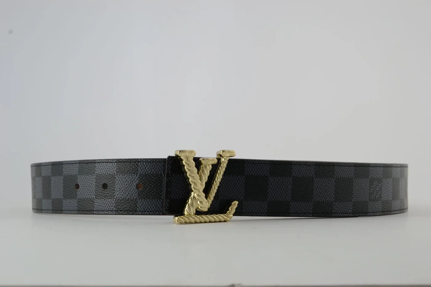 Reversible Brown & Grey Damier New Buckle Leather Belt