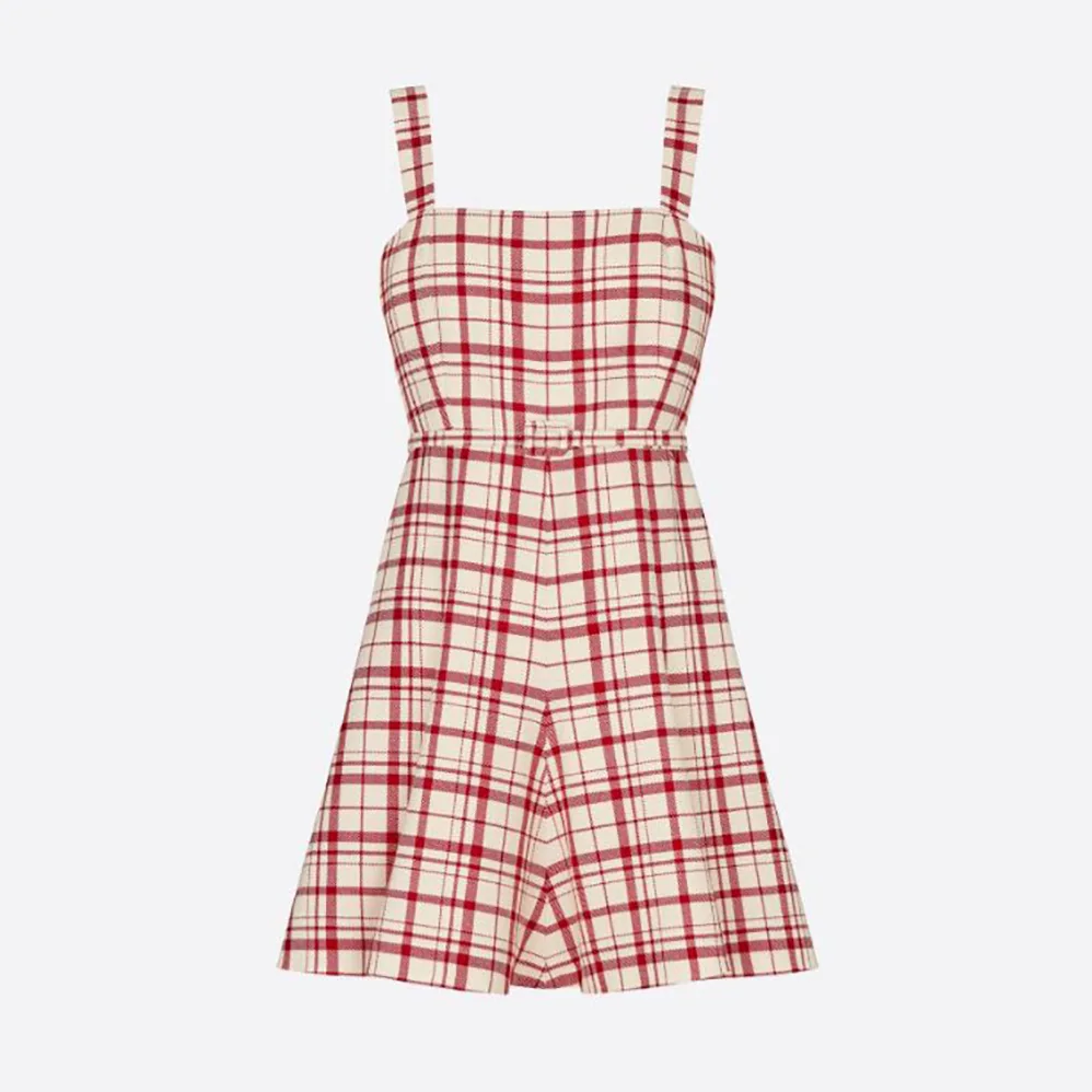 Dior Short Dress Raspberry and White Check n Dior Pop Wool Twill for Women Dior Short Dress Raspberry and White Check n Dior Pop Wool Twill for Women