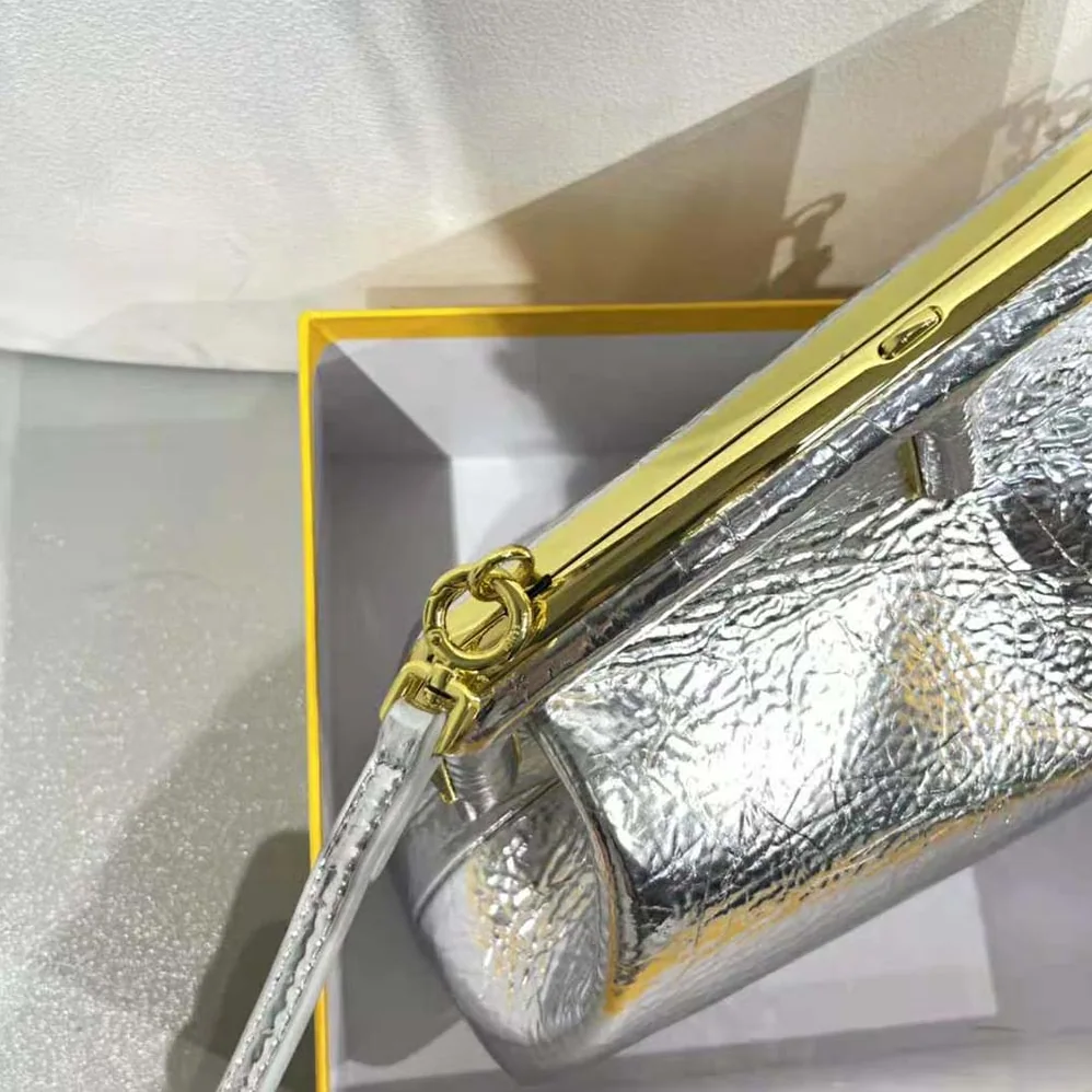 Fendi First Small Silver Laminated Leather Bag for Women Fendi First Small Silver Laminated Leather Bag for Women