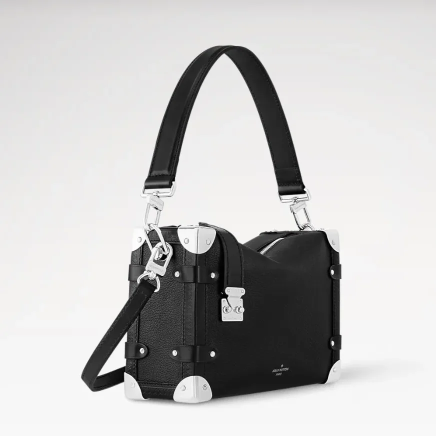 Louis Vuitton Side Trunk MM Shoulder Bag in Black Silver Hardware