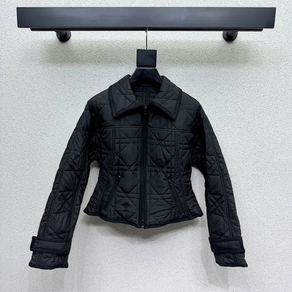 Dior Macrocannage Fitted Jacket Black Quilted Technical Taffeta for Women