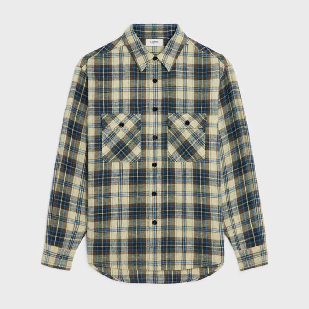 Celine Loose Shirt in Checked Cotton for Men