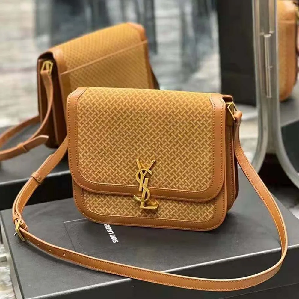 Saint Laurent YSL Solferino Medium Satchel in Leather and a Braided Suede Print for Women Saint Laurent YSL Solferino Medium Satchel in Leather and a Braided Suede Print for Women
