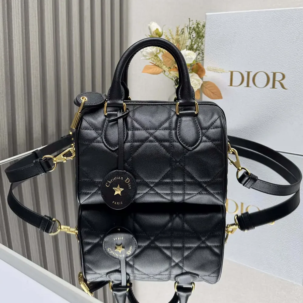 Dior Dior Groove 20 Bag Black Macrocannage Calfskin for Women