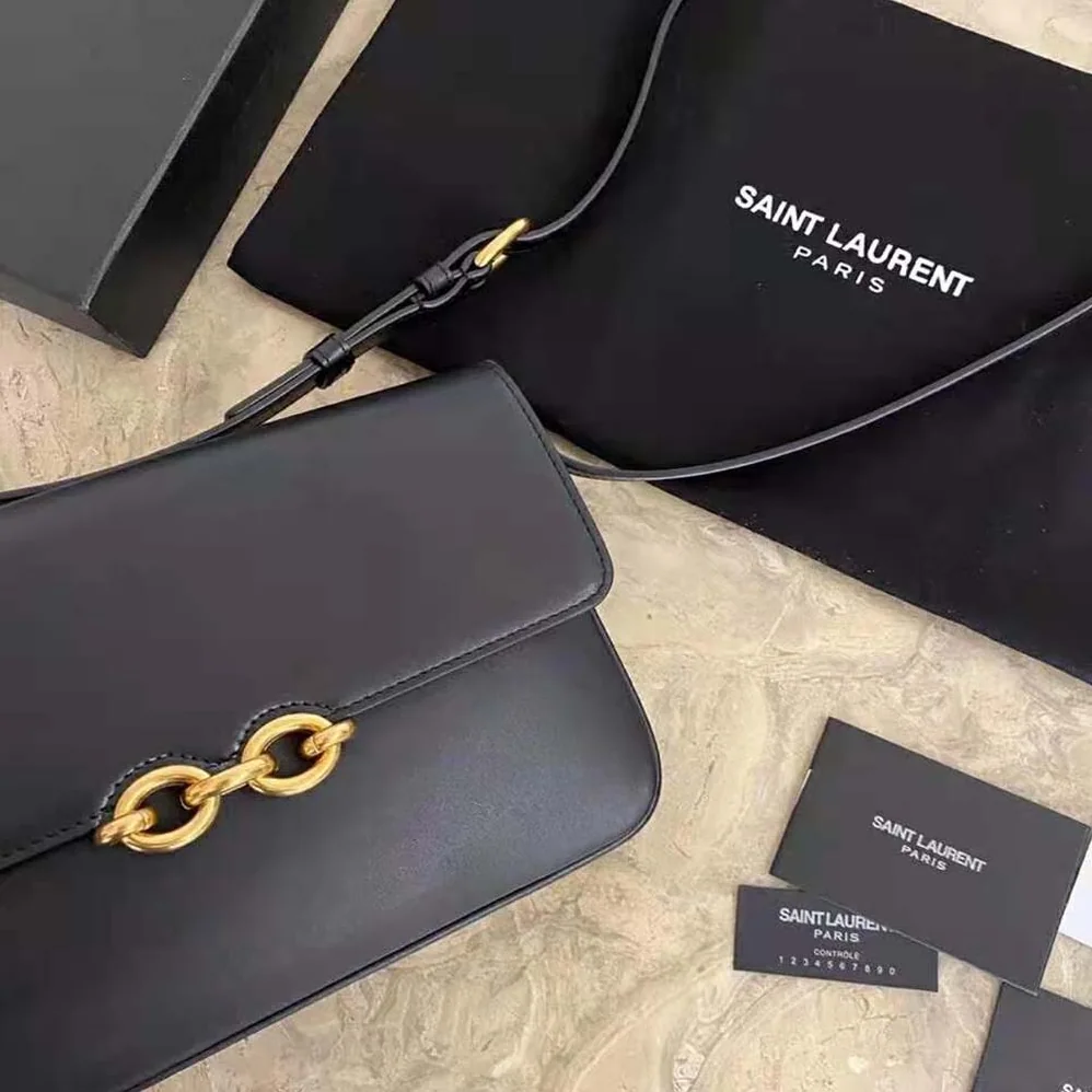 Saint Laurent YSL LE Maillon Satchel in Smooth Leather for Women in Black Saint Laurent YSL LE Maillon Satchel in Smooth Leather for Women in Black