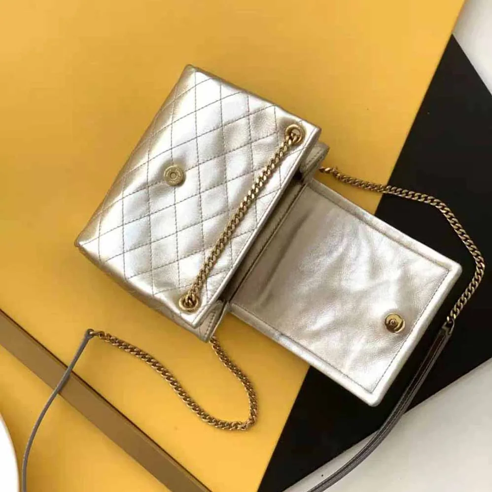 Saint Laurent YSL Monogram Mini Nolita in Lame Leather for Women
