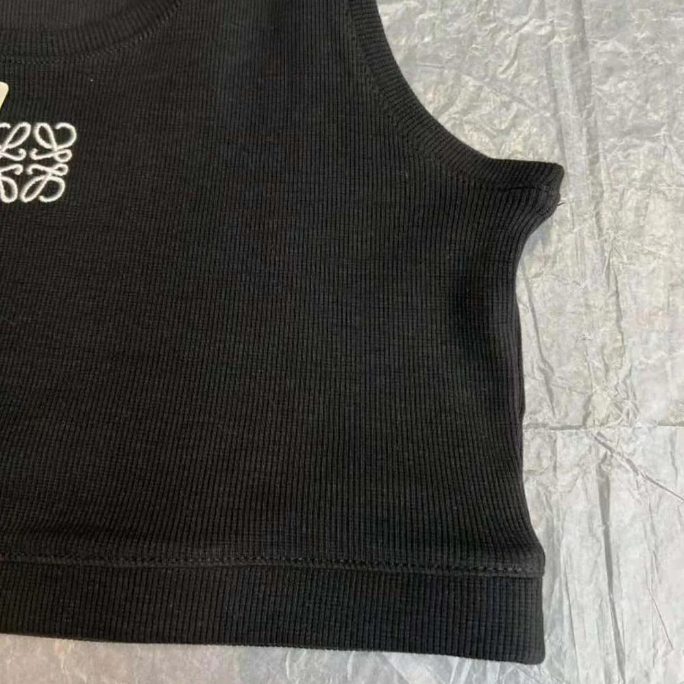 Loewe Cropped Anagram Tank Top in Cotton for Women in Black Loewe Cropped Anagram Tank Top in Cotton for Women in Black
