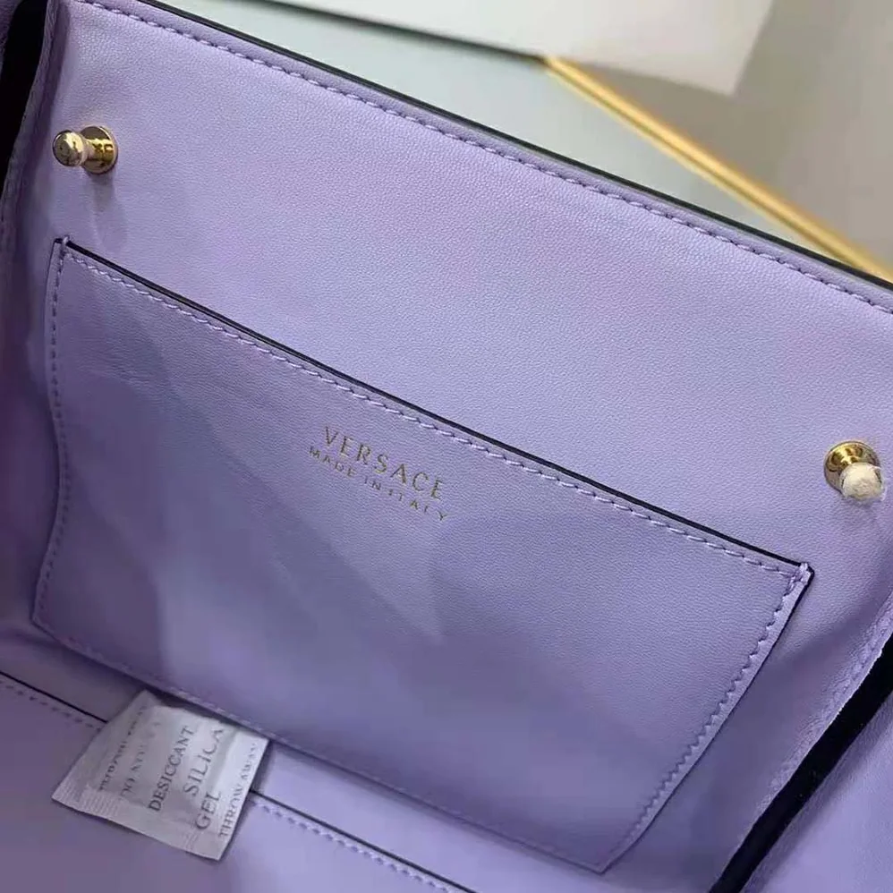Versace La Medusa Small Handbag Crafted From Premium Leather for Women in Purple Versace La Medusa Small Handbag Crafted From Premium Leather for Women in Purple
