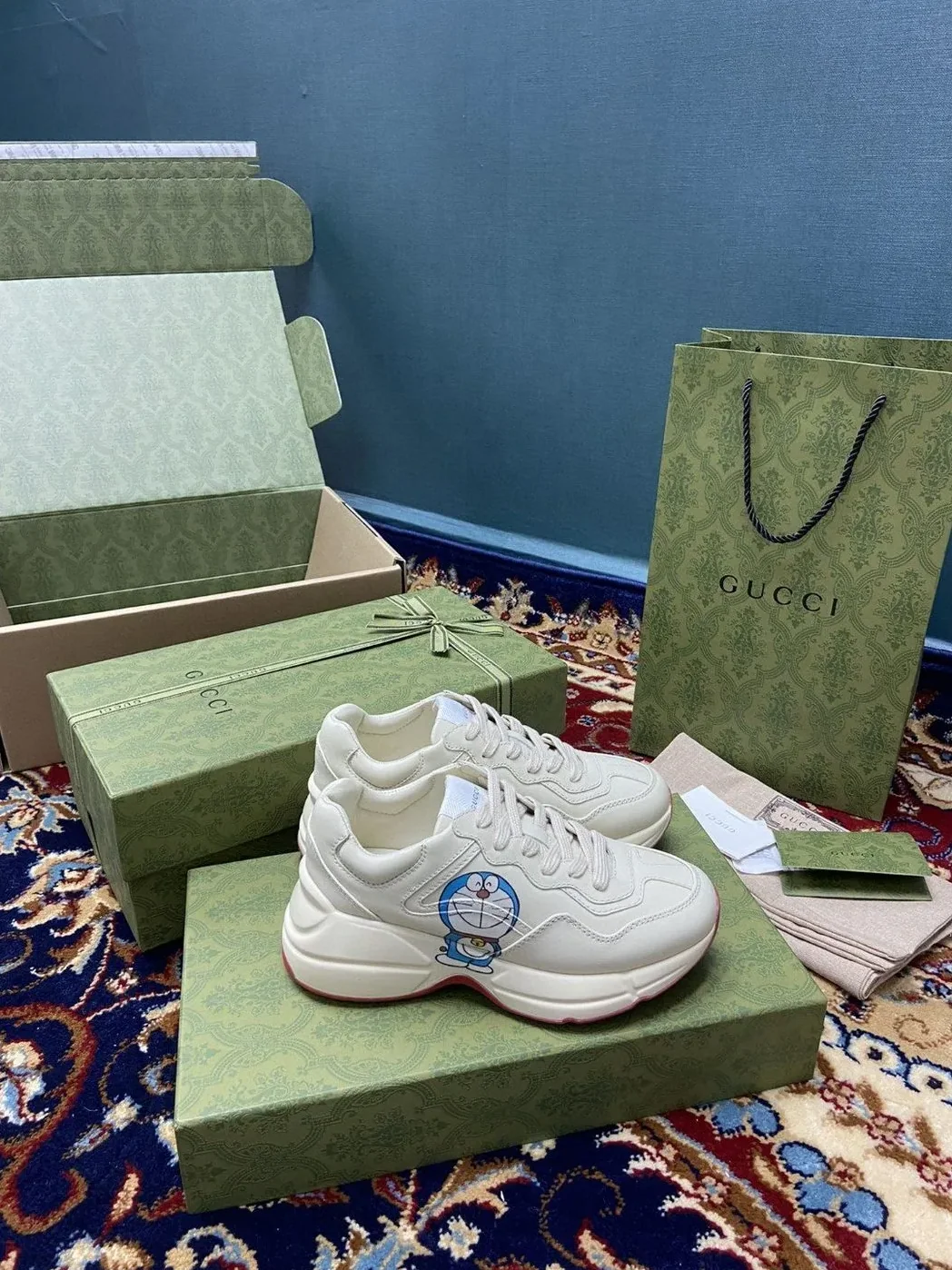 Doraemon x Gucci Rhyton Sneaker White Ivory for Women Doraemon x Gucci Rhyton Sneaker White Ivory for Women