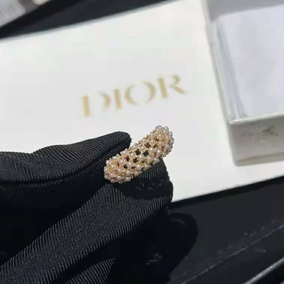 Dior D-Renaissance Ring Gold-Finish Metal and White Resin Pearls for Women Dior D-Renaissance Ring Gold-Finish Metal and White Resin Pearls for Women