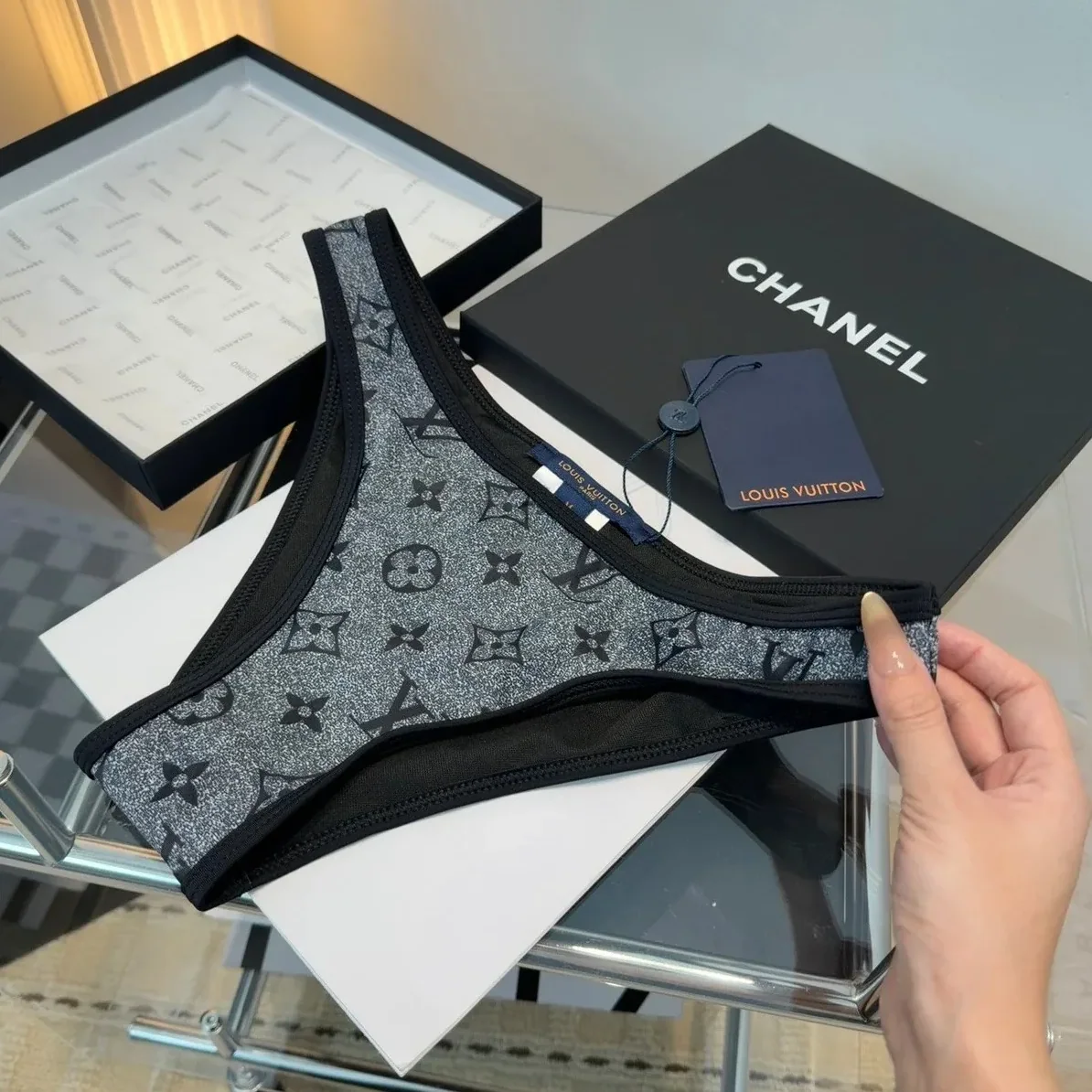 Louis Vuitton Monogram Triangle Bikini Grey Monogram Louis Vuitton Monogram Triangle Bikini Grey Monogram