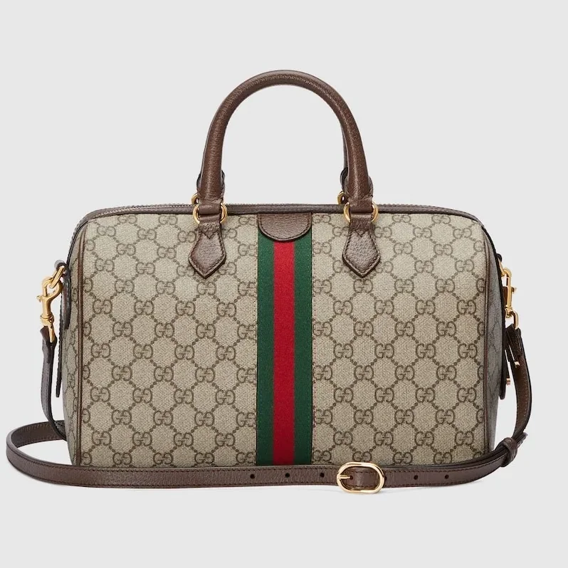 Gucci Ophidia GG Boston Medium Top Handle Bag in Beige Gold Hardware Gucci Ophidia GG Boston Medium Top Handle Bag in Beige Gold Hardware