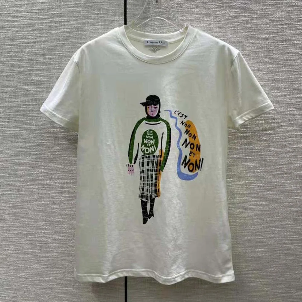 Dior ‘C'Est Non Non Non Et Non' T-shirt Ecru Cotton Jersey and Linen for Women
