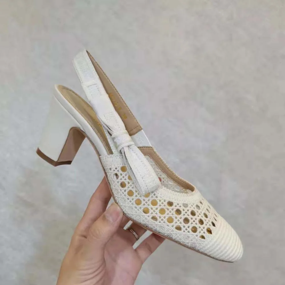 Dior Dior and Moi Slingback Pump Cream Cannage Embroidered Mesh for Women