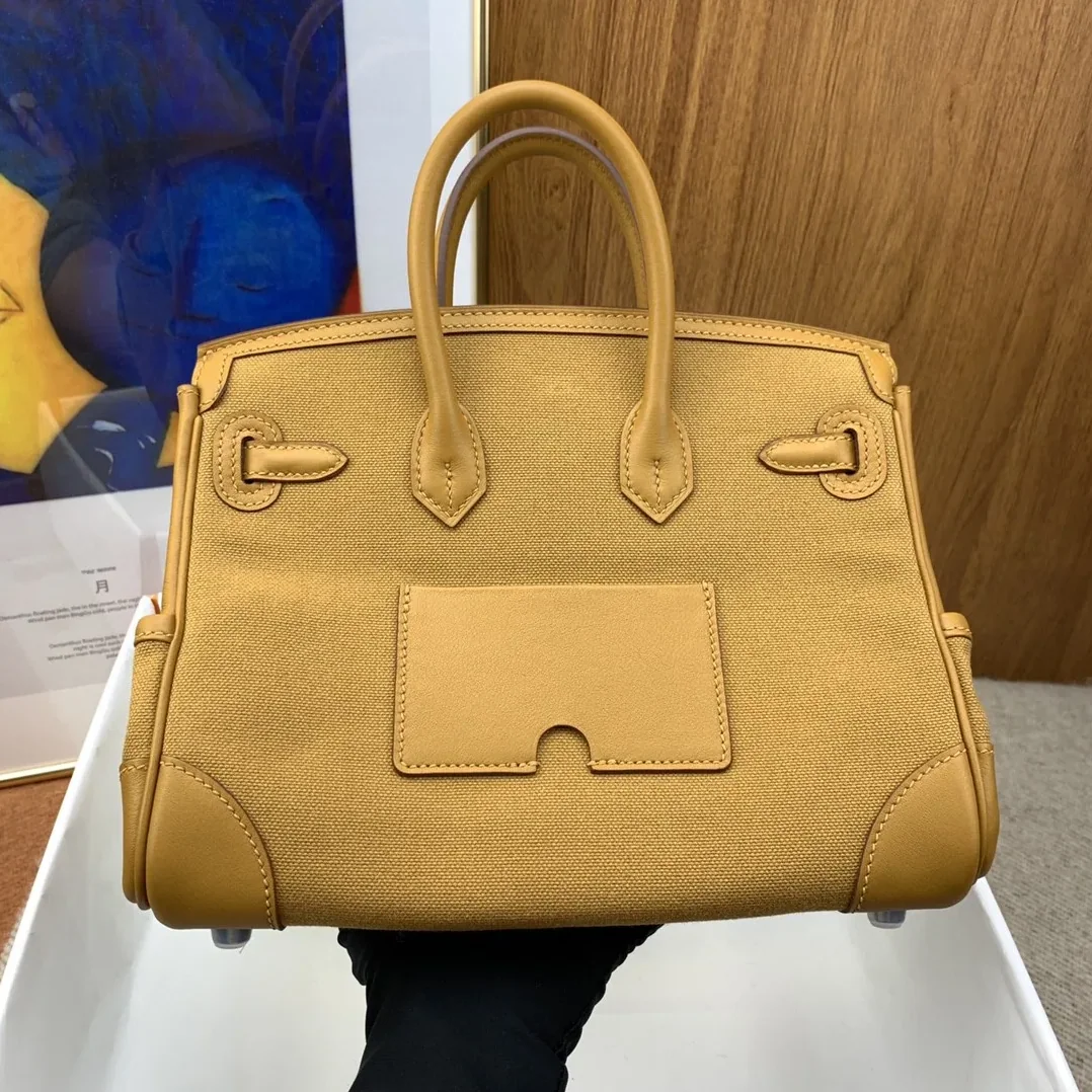 Hermes Birkin Cargo 25 Top Handle Bag in Beige Silver Hardware Hermes Birkin Cargo 25 Top Handle Bag in Beige Silver Hardware