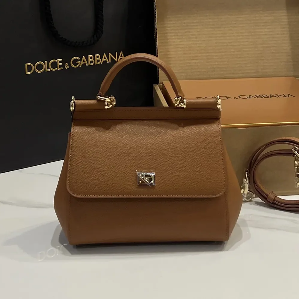 Dolce Gabbana D&G Small Sicily Handbag in Dauphine Calfskin for Women in Brown Dolce Gabbana D&G Small Sicily Handbag in Dauphine Calfskin for Women in Brown