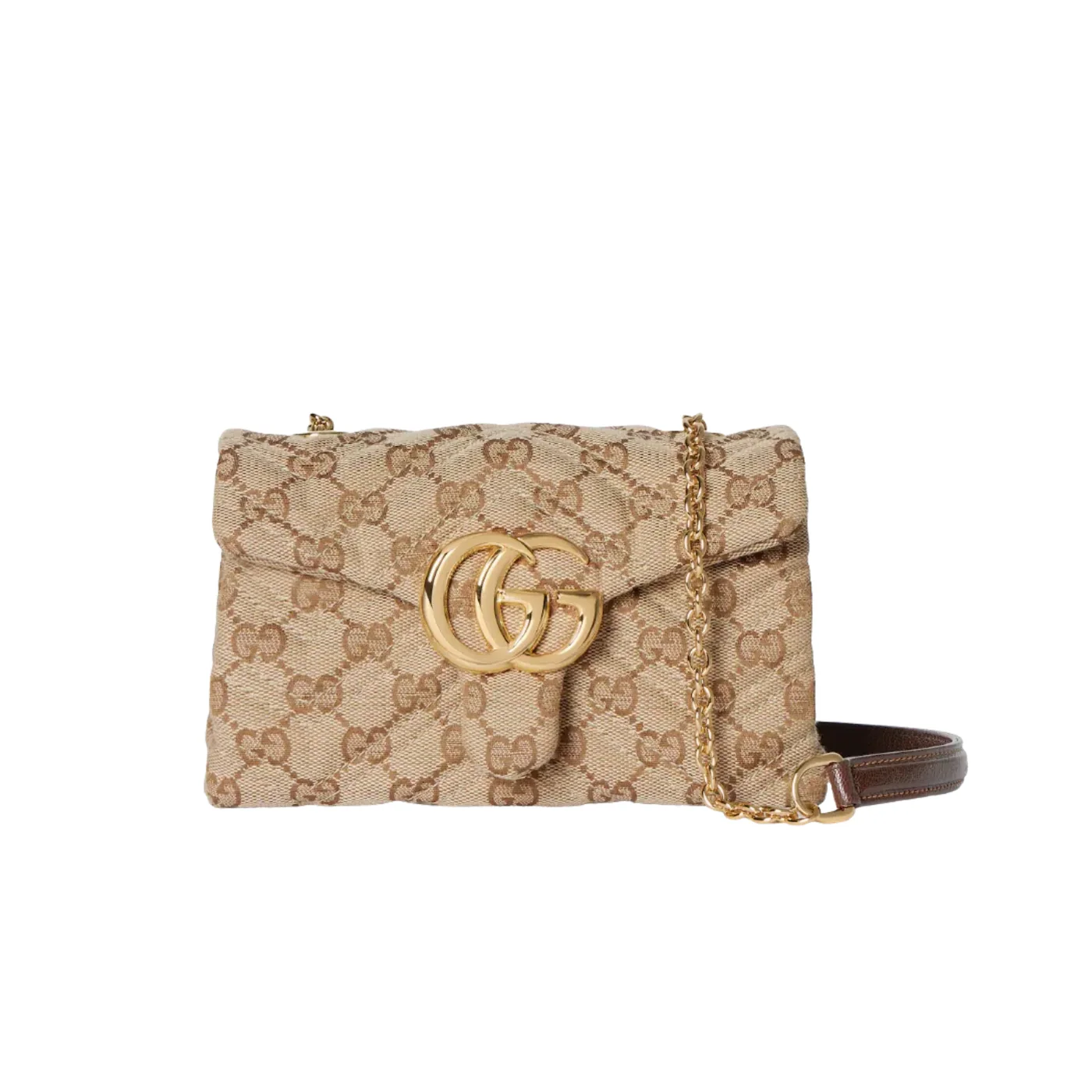 Gucci Marmont Mini Shoulder Bag in Sand Canvas Gold Hardware