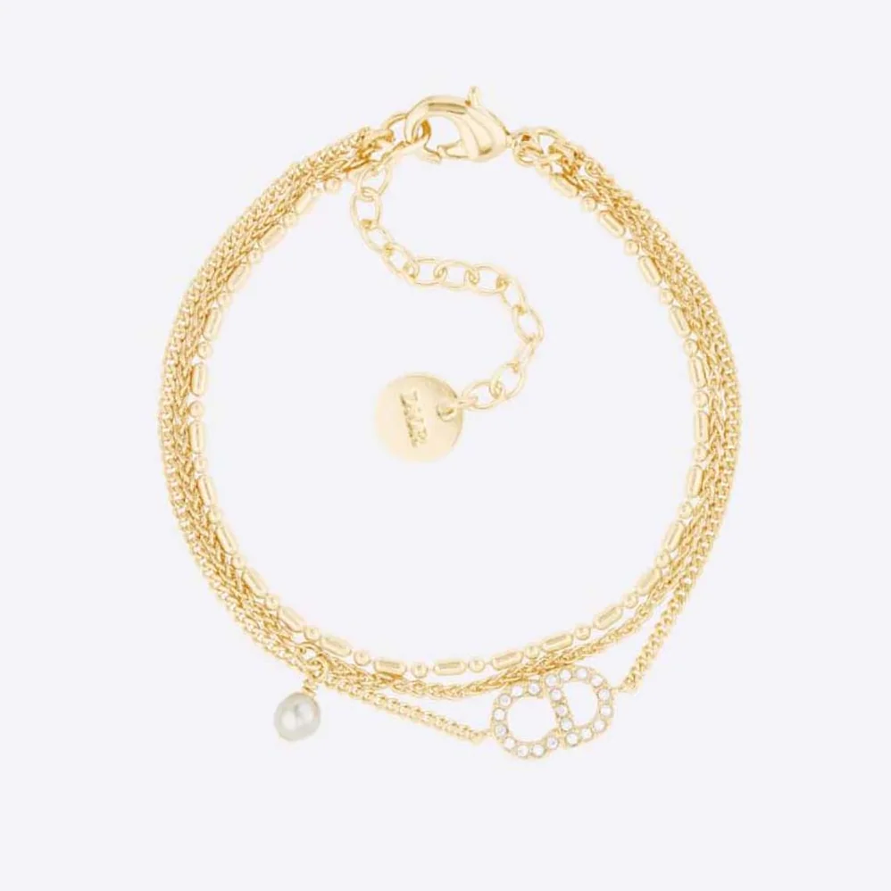 Dior Clair D Lune Bracelet Gold-Finish Metal and White Crystals for Women