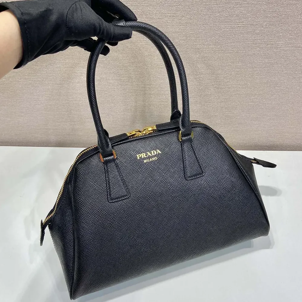 Prada Medium Saffiano Leather Bag for Women in Black Prada Medium Saffiano Leather Bag for Women in Black