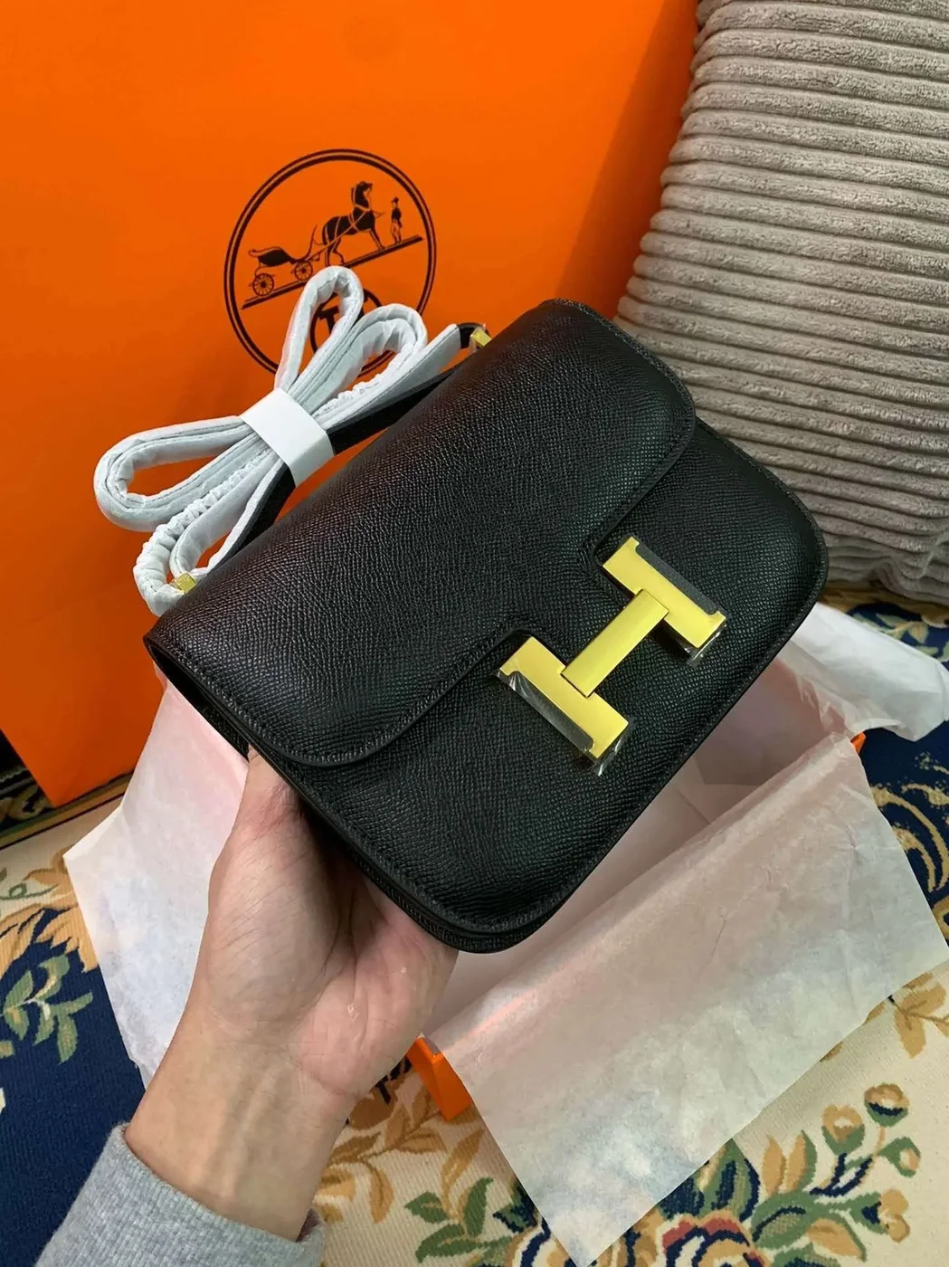 Hermes Constance 18 Crossbody Bag in Black Gold Hardware Hermes Constance 18 Crossbody Bag in Black Gold Hardware