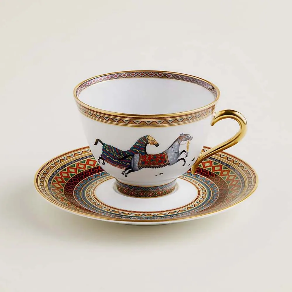 Hermes Cheval D'Orient Tea Cup and Saucer for Unisex Hermes Cheval D'Orient Tea Cup and Saucer for Unisex