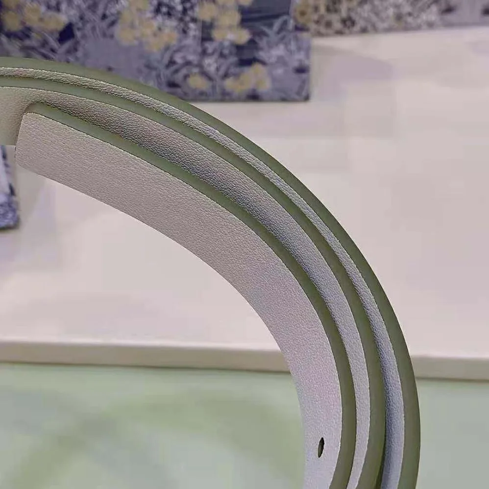 Dior 30 Montaigne Reversible Belt Aspen Green and Dusty Ivory Smooth Calfskin 20 MM for Women Dior 30 Montaigne Reversible Belt Aspen Green and Dusty Ivory Smooth Calfskin 20 MM for Women