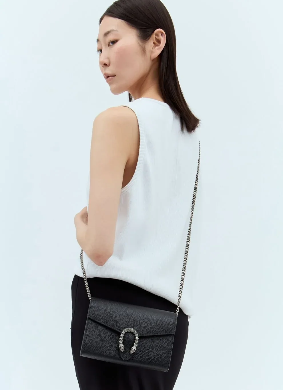 Gucci Dionysus Mini Chain Shoulder Bag / Emerald Black Metal-Free Tanned Antique Silver Hardware