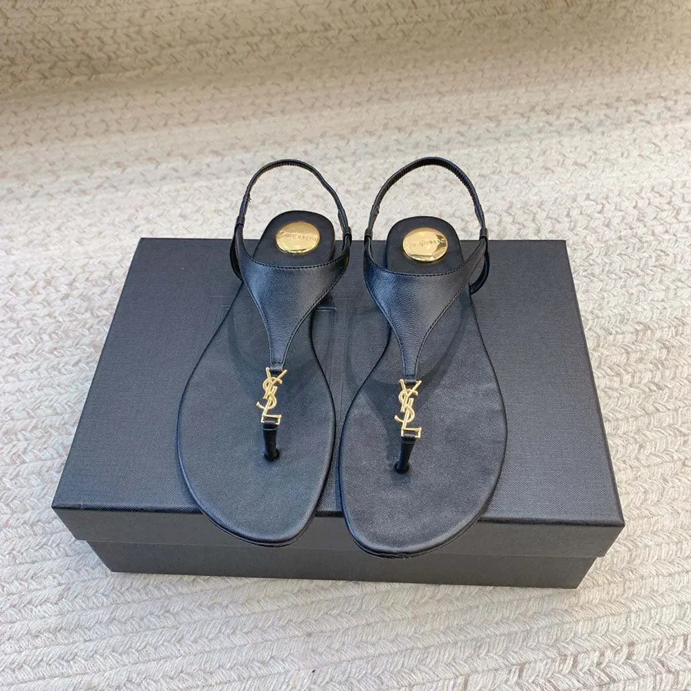 Saint Laurent YSL Cassandra Sandals in Smooth Leather for Women
