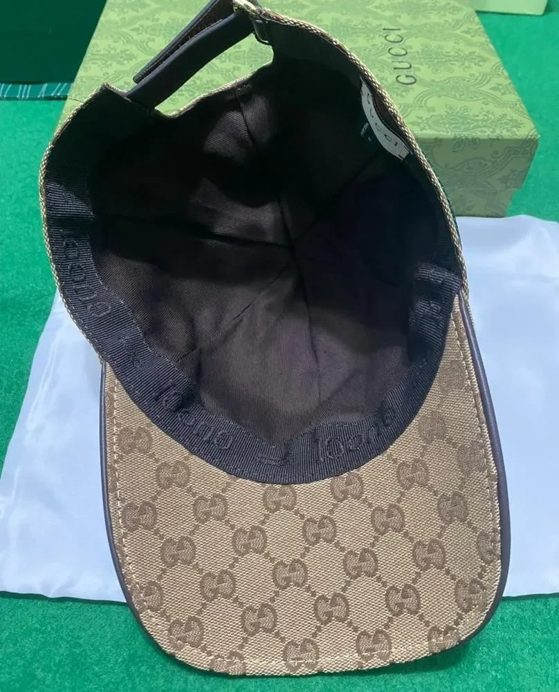 Gucci Original GG Canvas Baseball Hat With Web Beige GG Gucci Original GG Canvas Baseball Hat With Web Beige GG