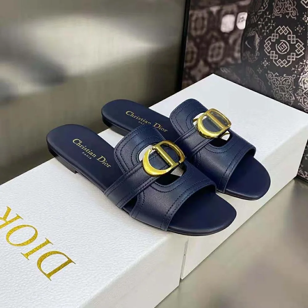 Dior 30 Montaigne Slide Black Calfskin for Women Dior 30 Montaigne Slide Black Calfskin for Women