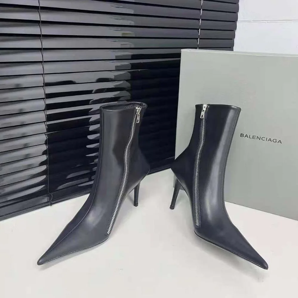 Balenciaga Witch 110mm Bootie in Black Shiny Soft Sheepskin for Women Balenciaga Witch 110mm Bootie in Black Shiny Soft Sheepskin for Women
