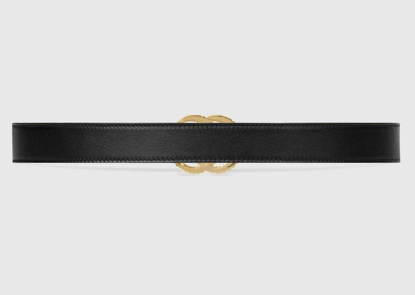 Torchon Double G Buckle Black Leather Belt
