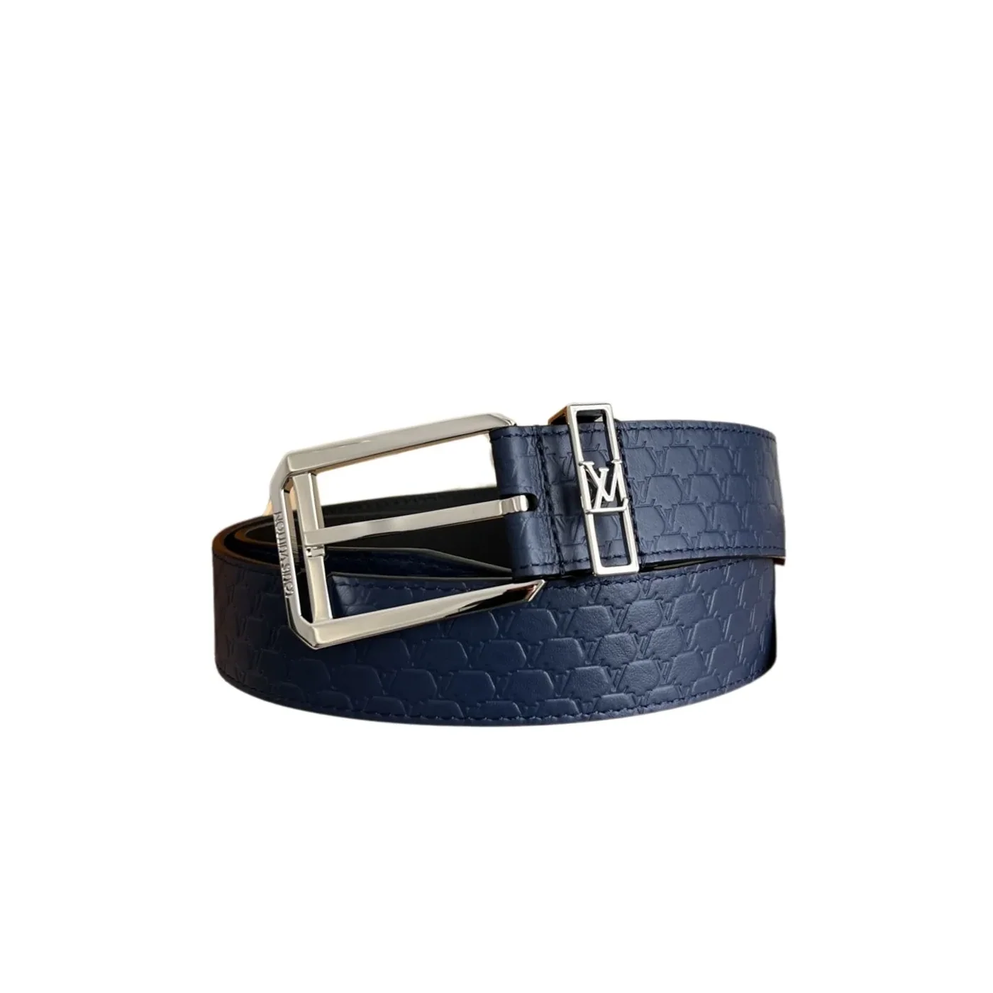 Louis Vuitton Reversible Blason Belt Navy Blue & Black Louis Vuitton Reversible Blason Belt Navy Blue & Black