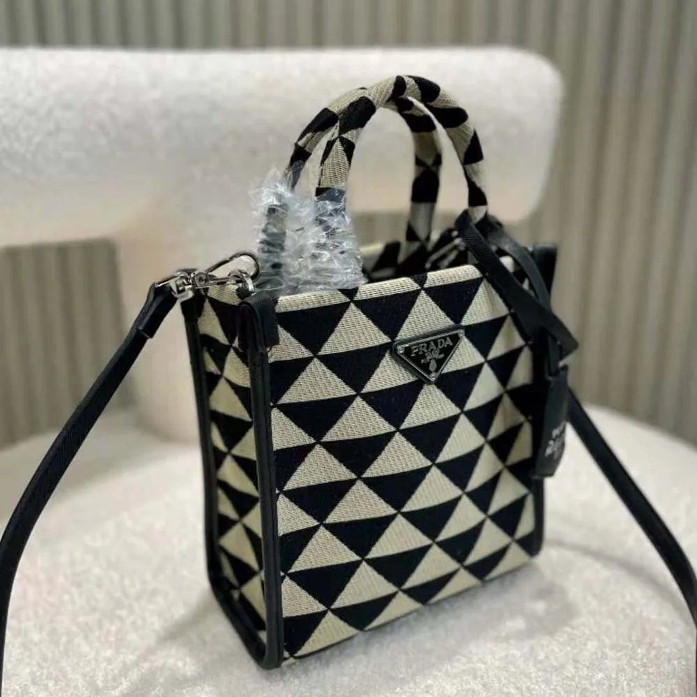 Prada Symbole Jacquard Fabric Micro Bag for Women in Black Prada Symbole Jacquard Fabric Micro Bag for Women in Black