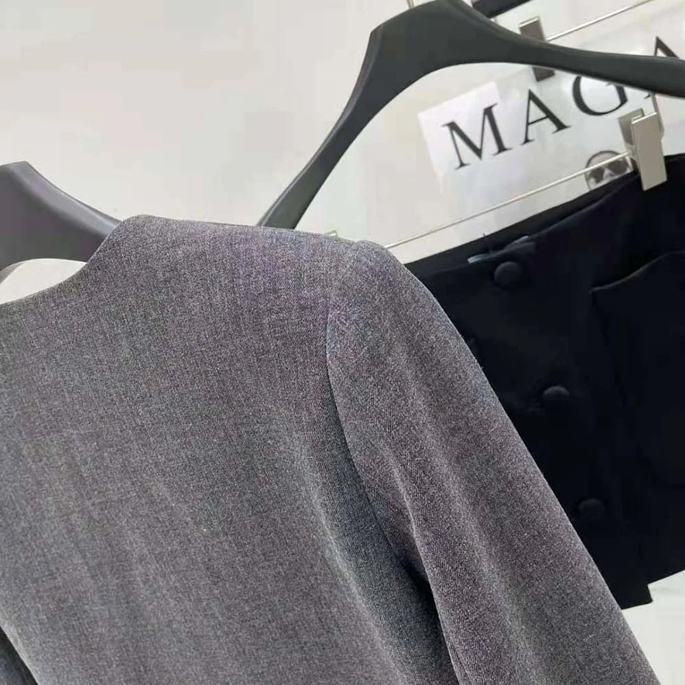 Prada Feather-trimmed Single-breasted Wool Jacket for Women in Gray Prada Feather-trimmed Single-breasted Wool Jacket for Women in Gray
