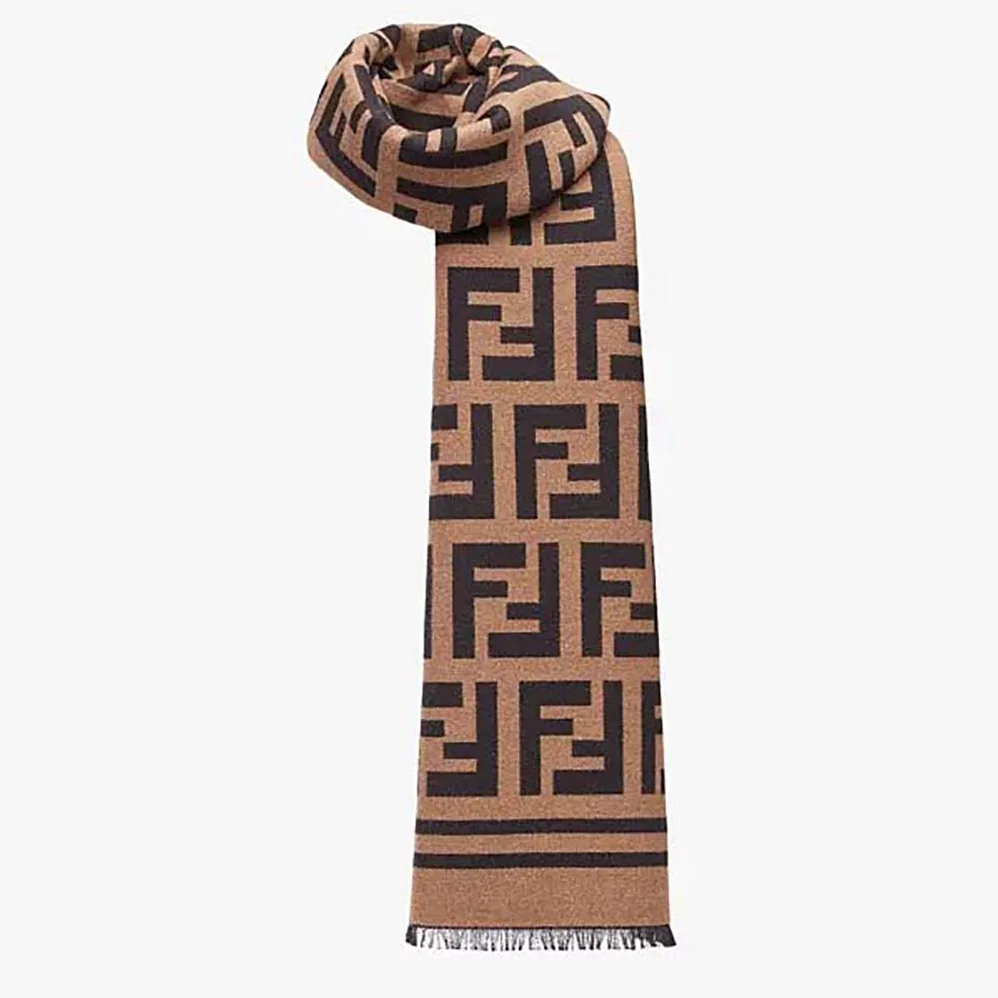 Fendi Black Wool and Silk Scarf for Women Fendi Black Wool and Silk Scarf for Women
