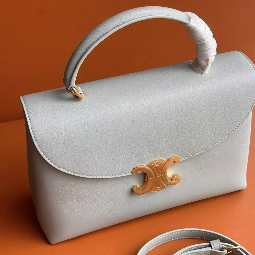 Celine Medium Nino Bag in Shiny Calfskin for Women in White Celine Medium Nino Bag in Shiny Calfskin for Women in White