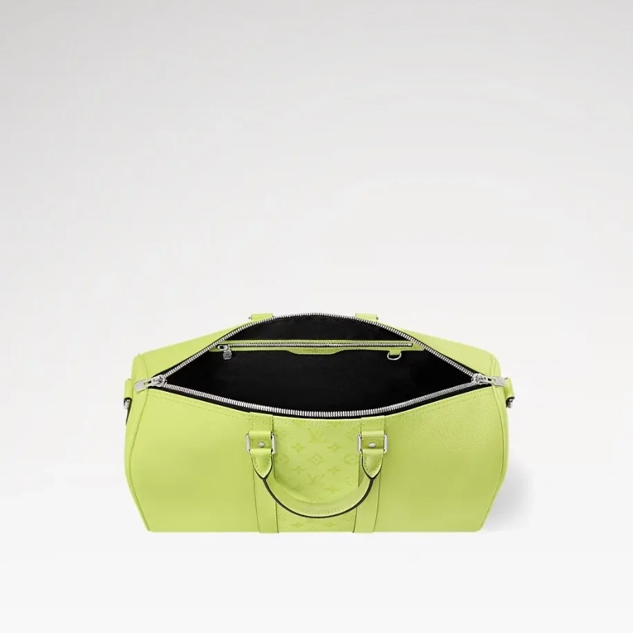 Louis Vuitton Keepall Bandouliere 45 Travel Bag in Lemon Yellow Silver Hardware Louis Vuitton Keepall Bandouliere 45 Travel Bag in Lemon Yellow Silver Hardware